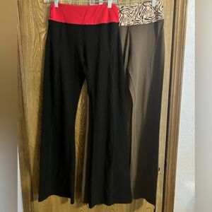 2-New BALLY Total Fitness Ruched Waist Women Yoga Pants Blk Red Waist, Brown M